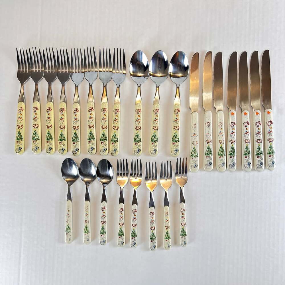 Vintage Country Christmas Stainless Flatware International 26 Piece Set